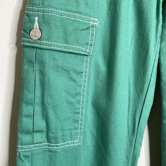 S.O.N.G 90’s Boyfriend Cargo Pants High Rise Green Size 1/25 - Picture 5 of 15